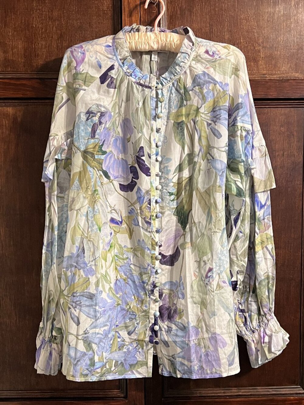 & OTHER STORIES SILK COTTON BLEND FLORAL BLOUSE NWT
